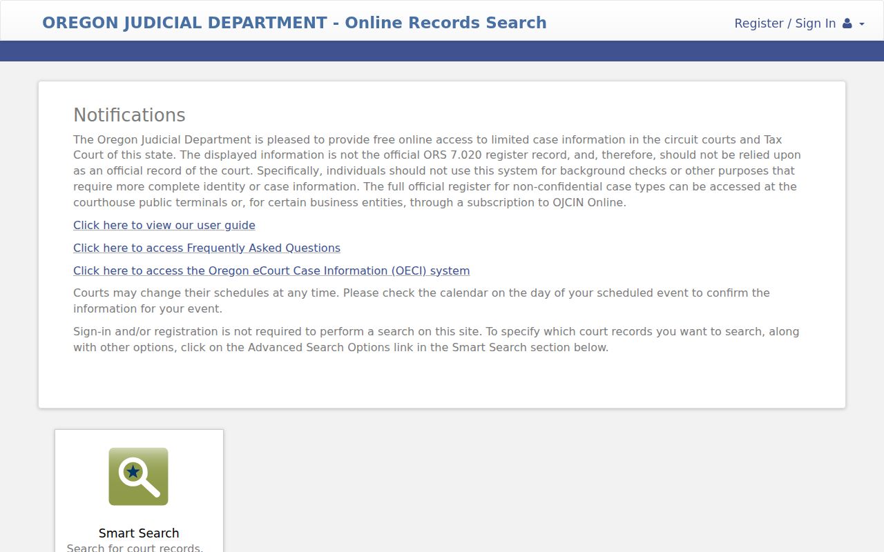 Free OJD search for Multnomah County criminal court cases