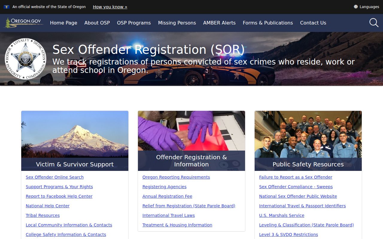 OSP resources for a Multnomah County sex offender registry check